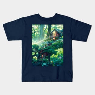 Magical Forest and Its Secret Beautiful Cottage in Jungle Kids T-Shirt